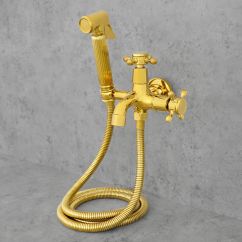 bateria bidetowa natynkowa z mosiądzu złota