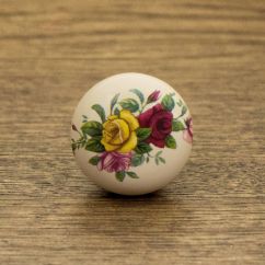gałka meblowa ceramiczna malowana kwiaty