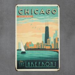 plakat metalowy z nadrukiem chicago retro