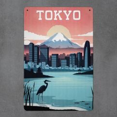 plakat metalowy z nadrukiem tokyo retro