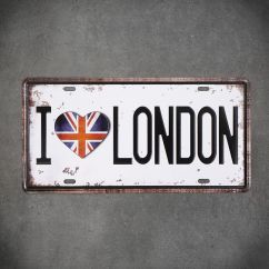 Tabliczka dekoracyjna metalowa I LOVE LONDON