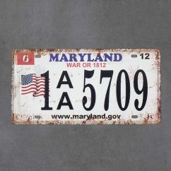 tabliczka metalowa rejestracyjna stanu Maryland