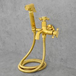 bateria bidetowa natynkowa z mosiądzu złota