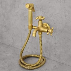 bateria bidetowa natynkowa z mosiądzu złoto szczotkowane