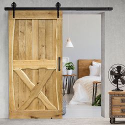 Drzwi przesuwne drewniane dębowe BARN olej naturalny