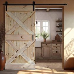 Drzwi przesuwne drewniane sosnowe FOREST 2X surowe