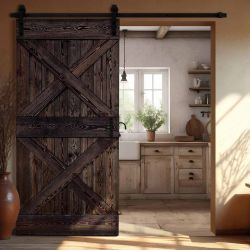 Drzwi przesuwne drewniane sosnowe FOREST 2X olej brąz