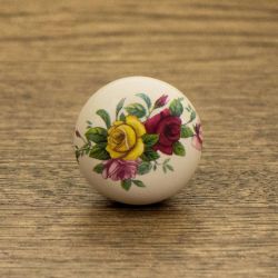 gałka meblowa ceramiczna malowana kwiaty