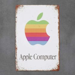 metalowa tabliczka retro apple computer