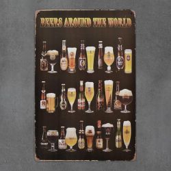 metalowa tabliczka retro beers around of the world