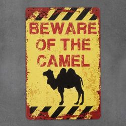 metalowa tabliczka retro beware of the camel