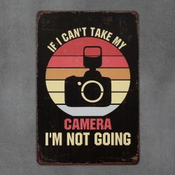 metalowa tabliczka retro camera