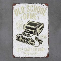 metalowe tabliczki retro z napisem old school game