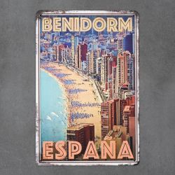 plakat metalowy z napisem espana retro