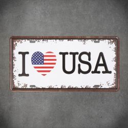 Tabliczka dekoracyjna metalowa I LOVE USA