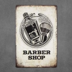 tabliczka metalowa dekoracyjna retro barber shop