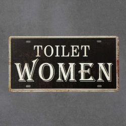 tabliczka metalowa na ścianę vintage toilet women