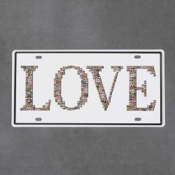 metalowa tabliczka ścienna retro z napisem love