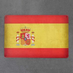 tabliczka metalowa z flagą Hiszpanii
