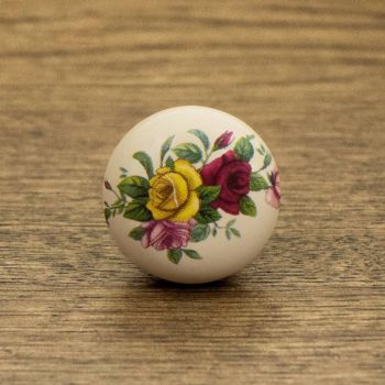 gałka meblowa ceramiczna malowana kwiaty