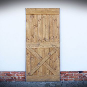 Drzwi przesuwne drewniane w ramie stalowej VILLAGE - WHISKY - WYPRZEDAŻ