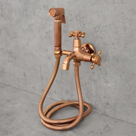 bateria bidetowa natynkowa z mosiądzu retro