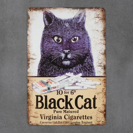 metalowa tabliczka retro black cat