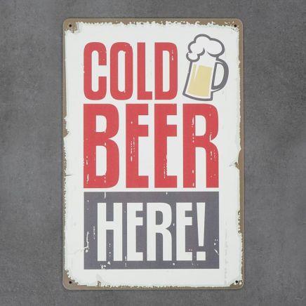 metalowa tabliczka retro cold beer here