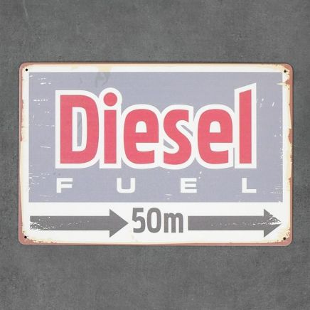 metalowa tabliczka retro diesel