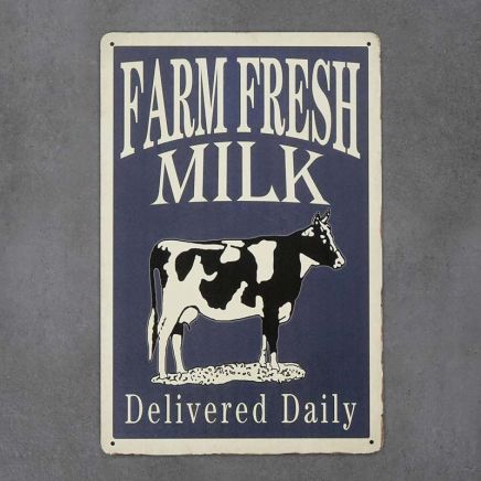 metalowa tabliczka retro farm fresh milk