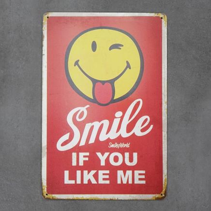 metalowa tabliczka retro smile if you like me