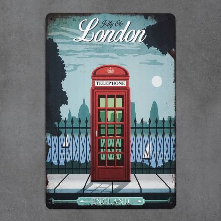 plakat metalowy z nadrukiem london retro