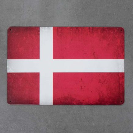 tabliczka metalowa dekoracyjna na ścianę flagę Danii