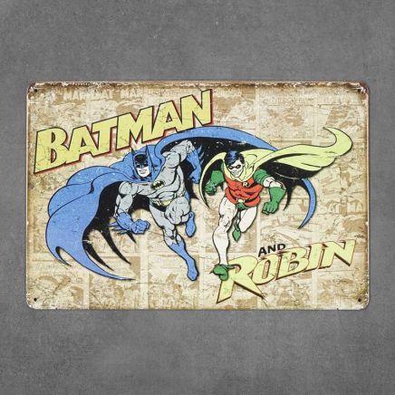 tabliczka metalowa dekoracyjna retro batman i robin