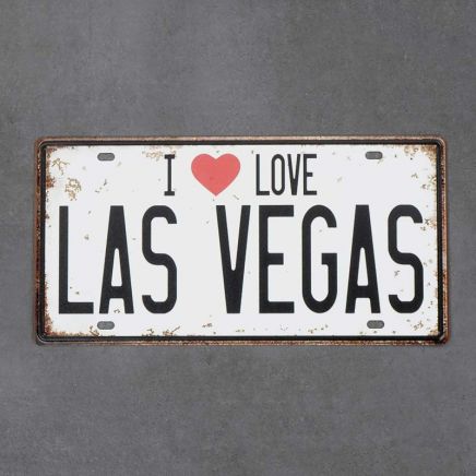 metalowa tabliczka ścienna z napisem I love Las Vegas
