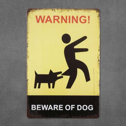 tabliczka metalowa ścienna retro beware of dog