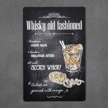 tabliczka metalowa ścienna retro whisky old fashioned