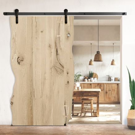 Drzwi przesuwne drewniane dębowe ONE BOARD RUSTIC surowe