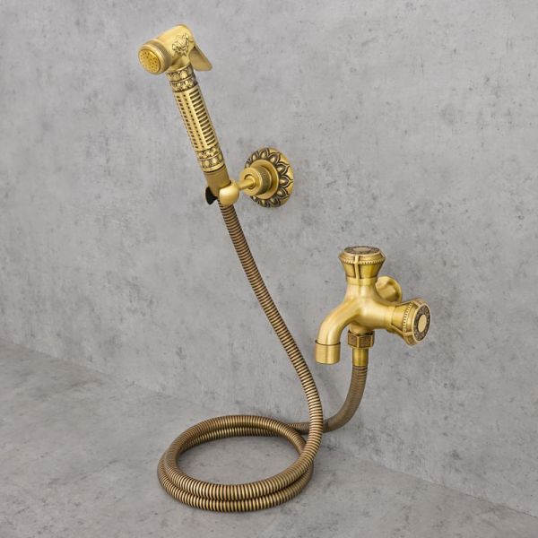 Bateria bidetowa natynkowa antyczny mosiądz KAMELIA