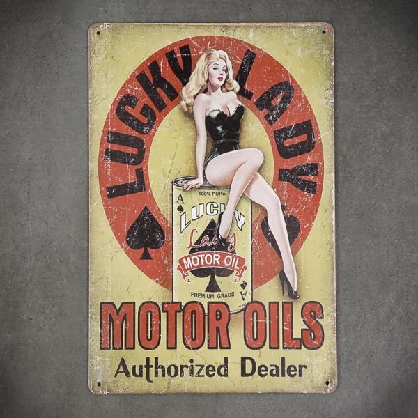 Tabliczka dekoracyjna metalowa LUCKY LADY MOTOR OILS