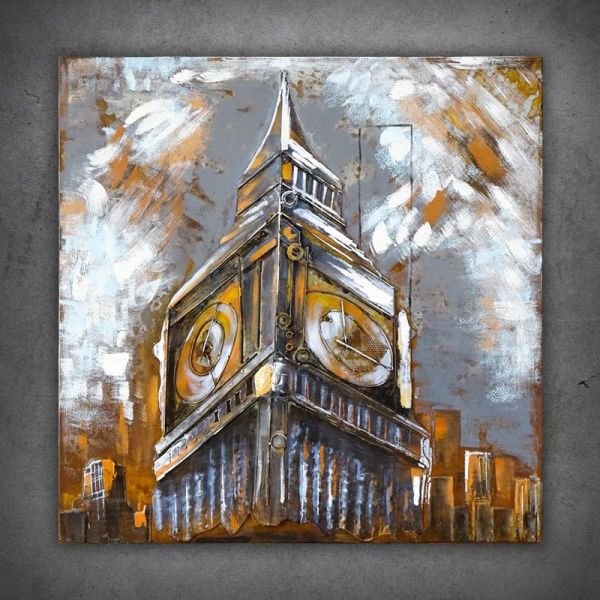 Obraz metalowy 3D LOFT BIG BEN 100x100 cm