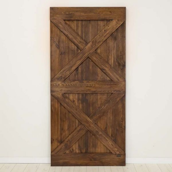 Drzwi przesuwne drewniane sosnowe FOREST-2X A olej brąz – WYPRZEDAŻ
