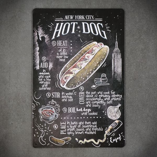 Tabliczka dekoracyjna metalowa FOOD HOT-DOG