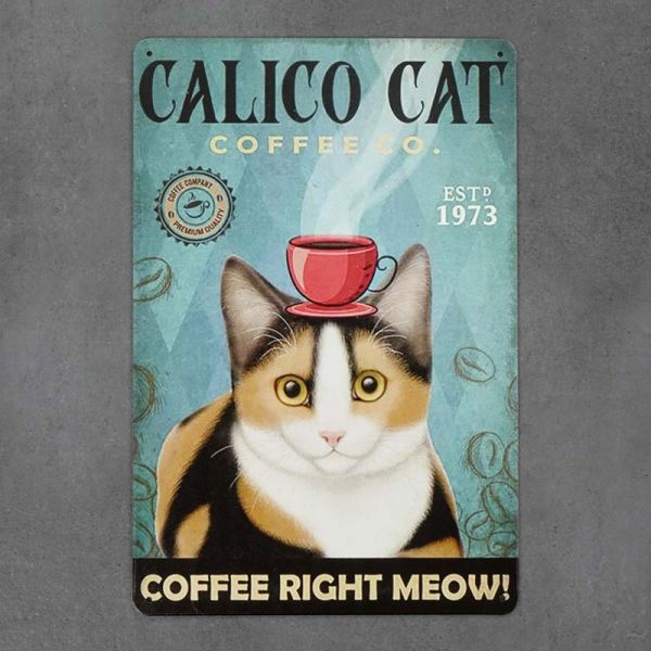 Tabliczka dekoracyjna metalowa CALICO CAT