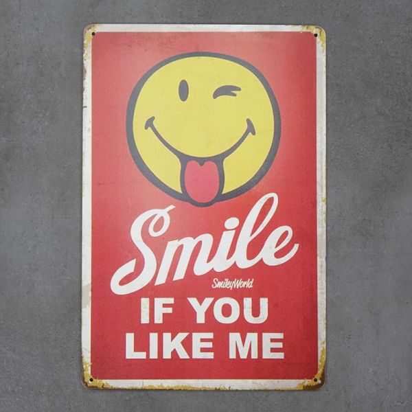 Tabliczka dekoracyjna metalowa SMILE IF YOU LIKE ME