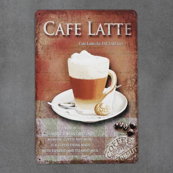 Tabliczka dekoracyjna metalowa CAFE LATTE