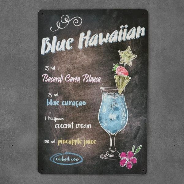 Tabliczka dekoracyjna metalowa BLUE HAWAIIAN 2