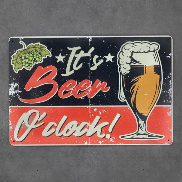 Tabliczka dekoracyjna metalowa BEER O’CLOCK
