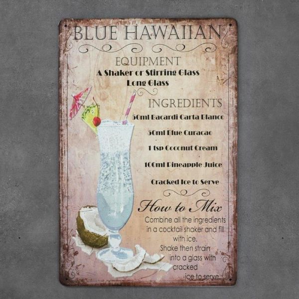 Tabliczka dekoracyjna metalowa PAPER BLUE HAWAIIAN