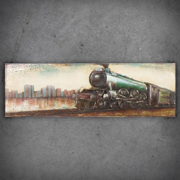 Obraz metalowy 3D LOFT POCIĄG 2 180x56 cm